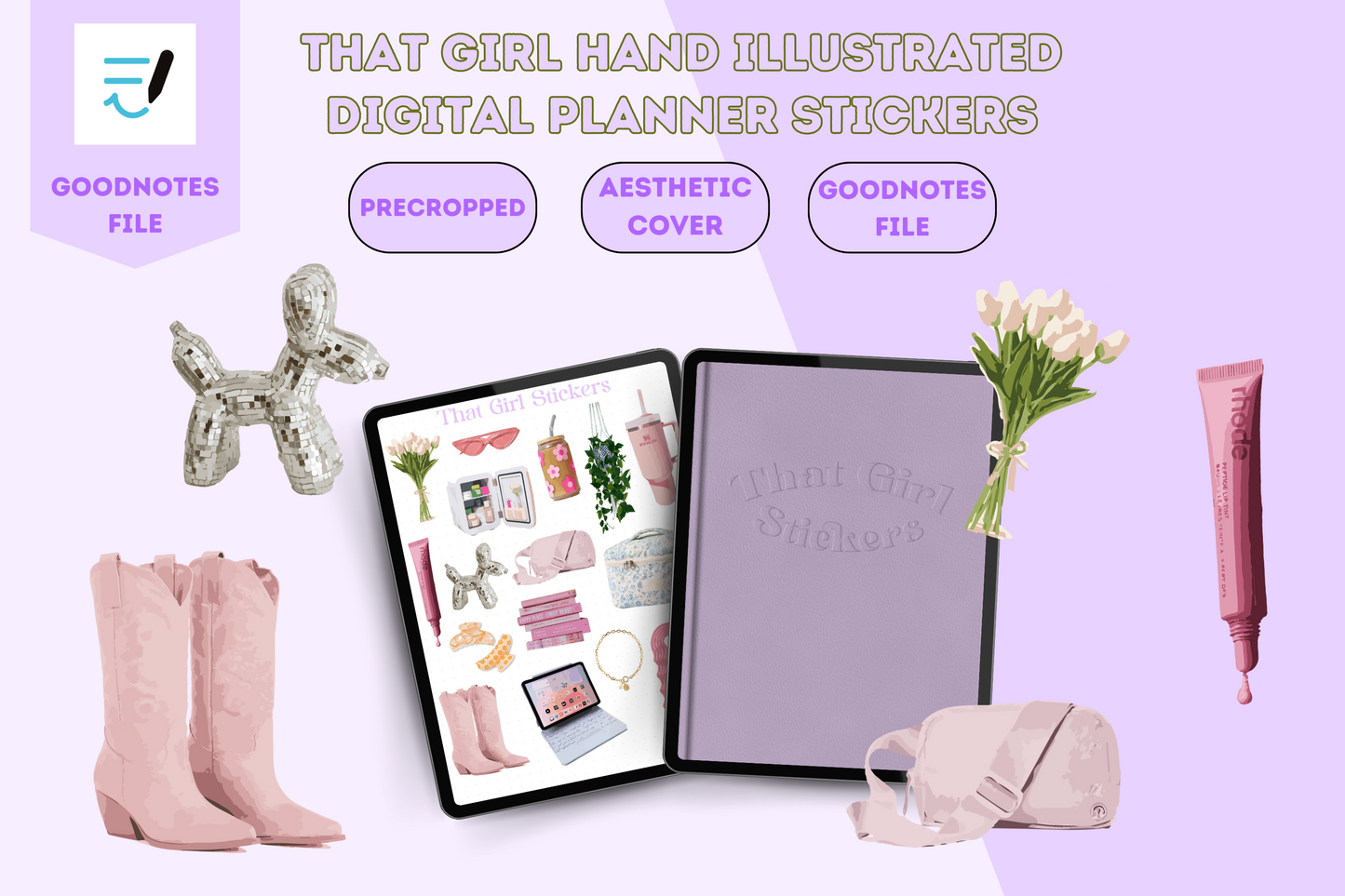 That Girl Hand Illustrated Digital Planner Stickers