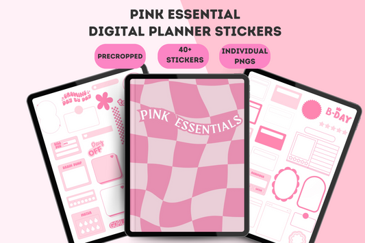 Pink Essential Digital Planner Stickers, Goodnotes Digital Planner Stickers, Pink Digital Stickers