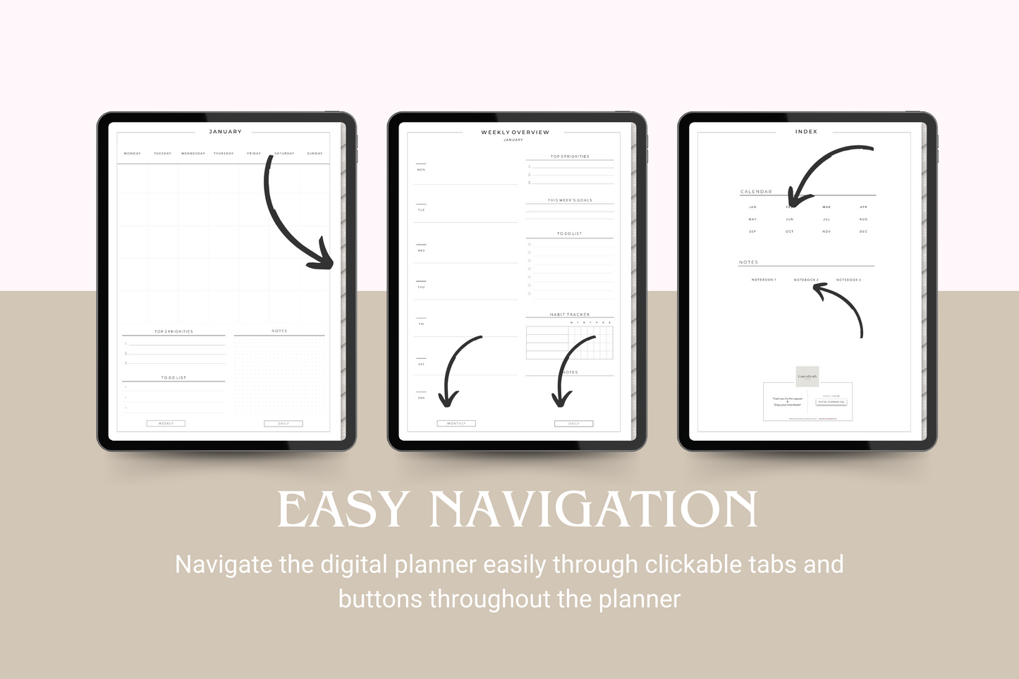 Undated Minimalist Digital Planner