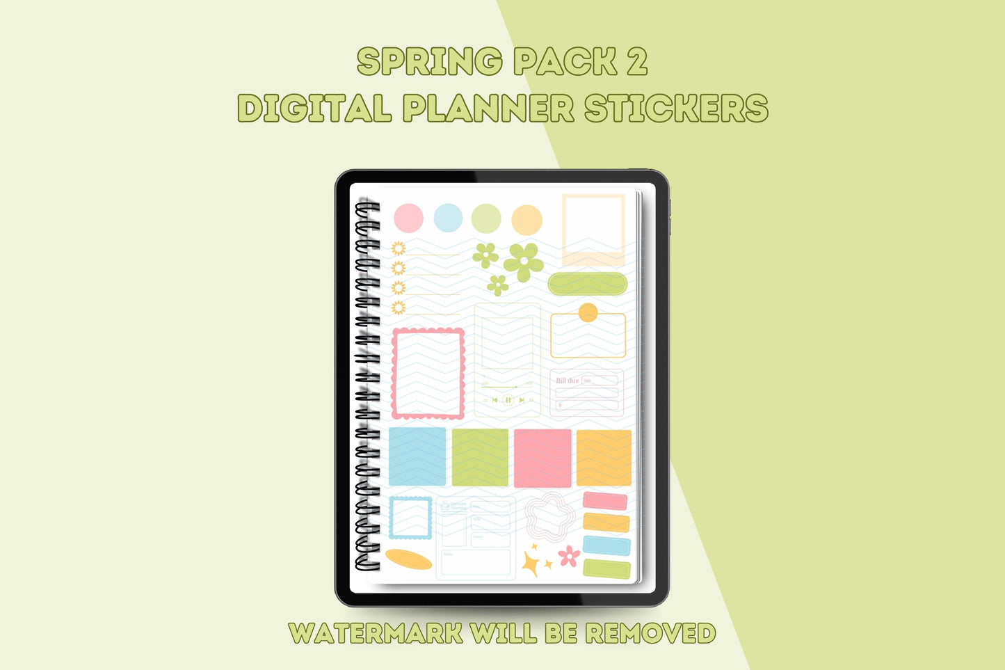 Spring Pack 2 Digital Planner Stickers, Goodnotes Digital Planner Stickers, Spring Digital Stickers