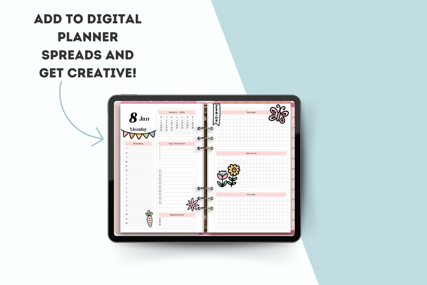 Spring Doodle Digital Planner Stickers, Goodnotes Digital Planner Stickers, Spring Digital Stickers