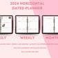 Retro Pink 2024 Horizontal Dated Hyperlinked Digital Planner