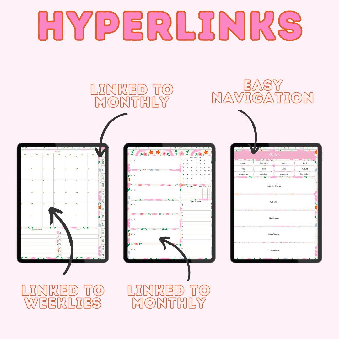 2025-2026 Digital Planner for iPad & GoodNotes Coquette Planner