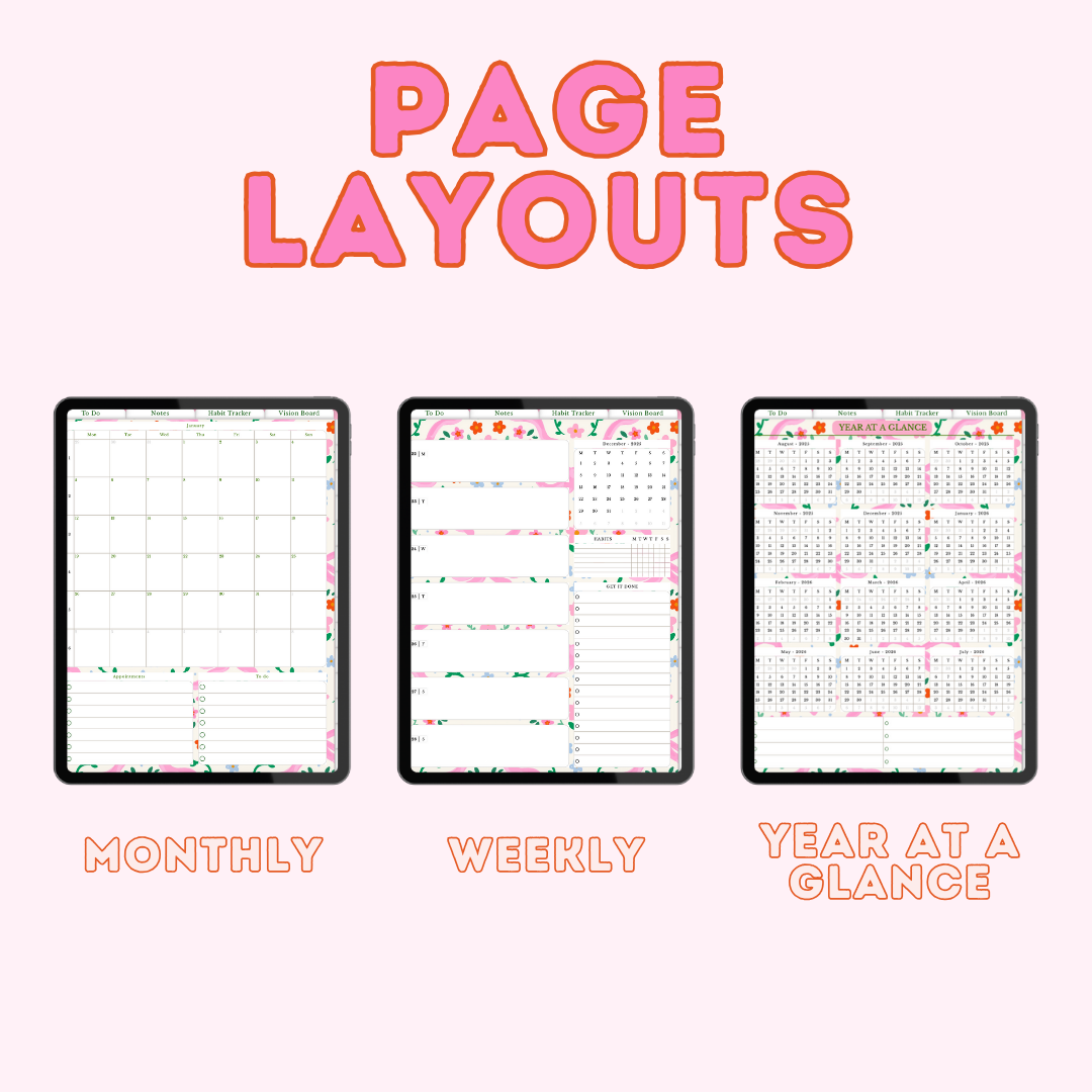 2025-2026 Digital Planner for iPad & GoodNotes Coquette Planner