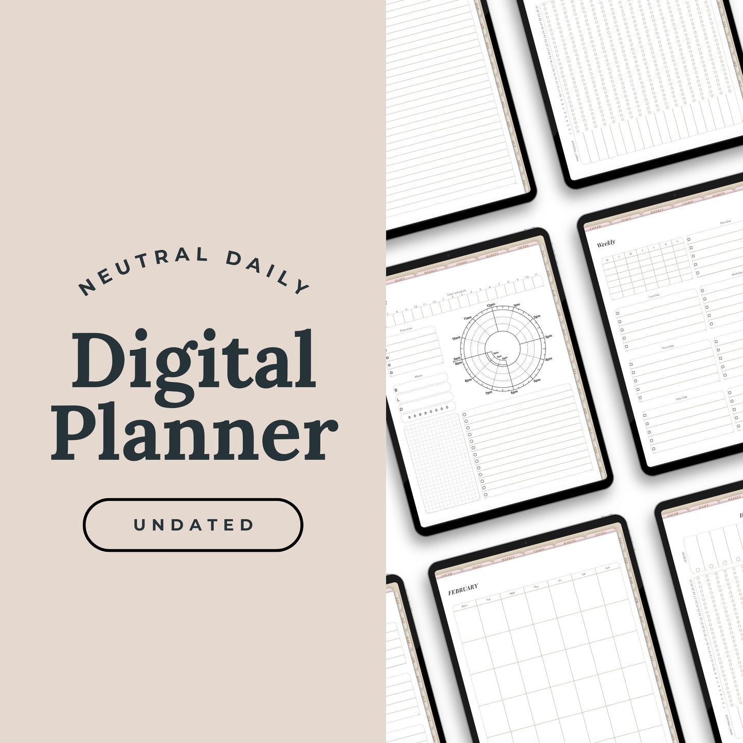 Neutral Undated Minimalist Digital Planner