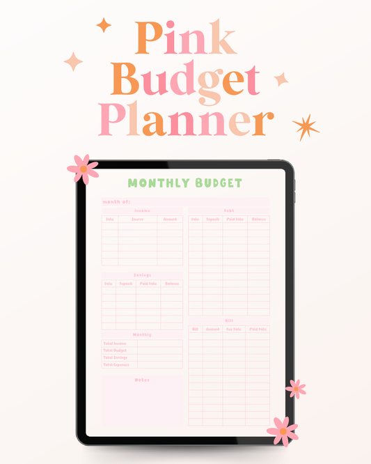 Monthly Budget Digital Planner Template Insert