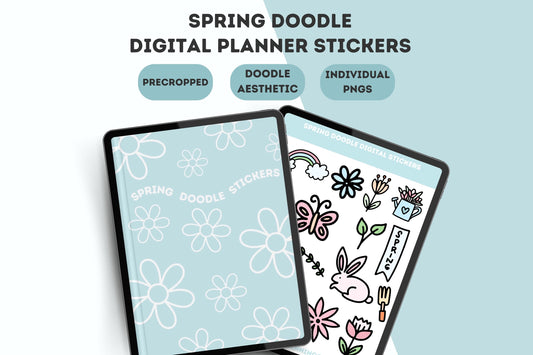 Spring Doodle Digital Planner Stickers, Goodnotes Digital Planner Stickers, Spring Digital Stickers