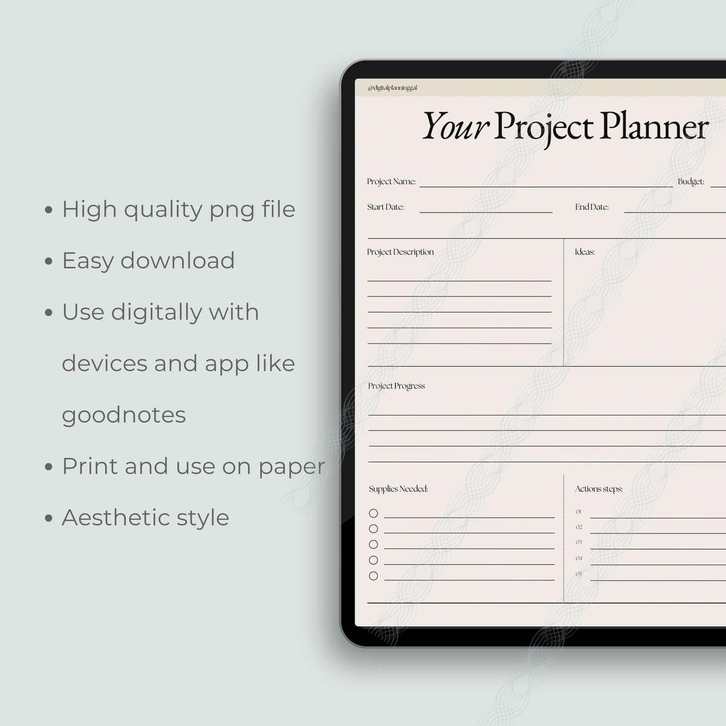 Project Planner Insert Template