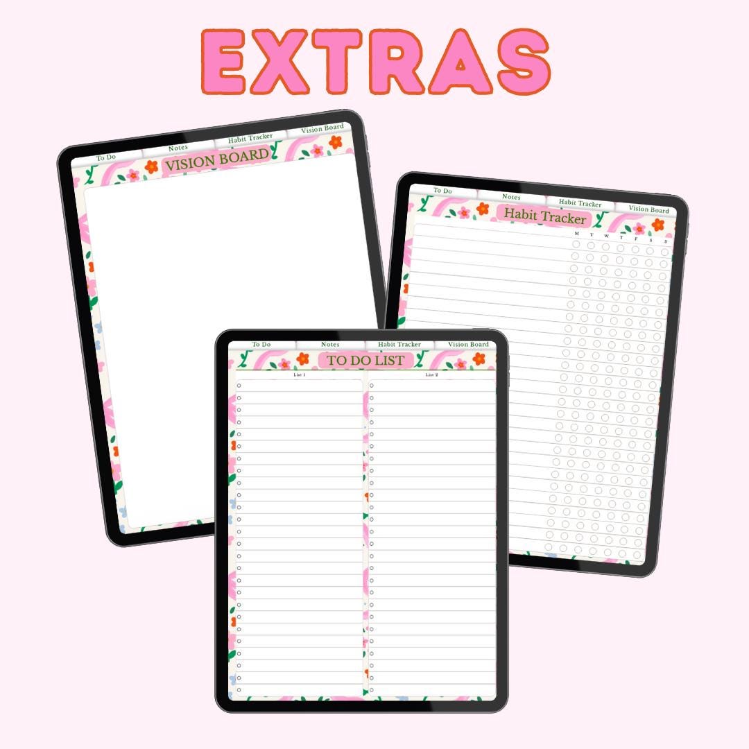 2025-2026 Digital Planner for iPad and GoodNotes, Hyperlinked Coquette Academic Planner, Weekly and Monthly Digital Planner