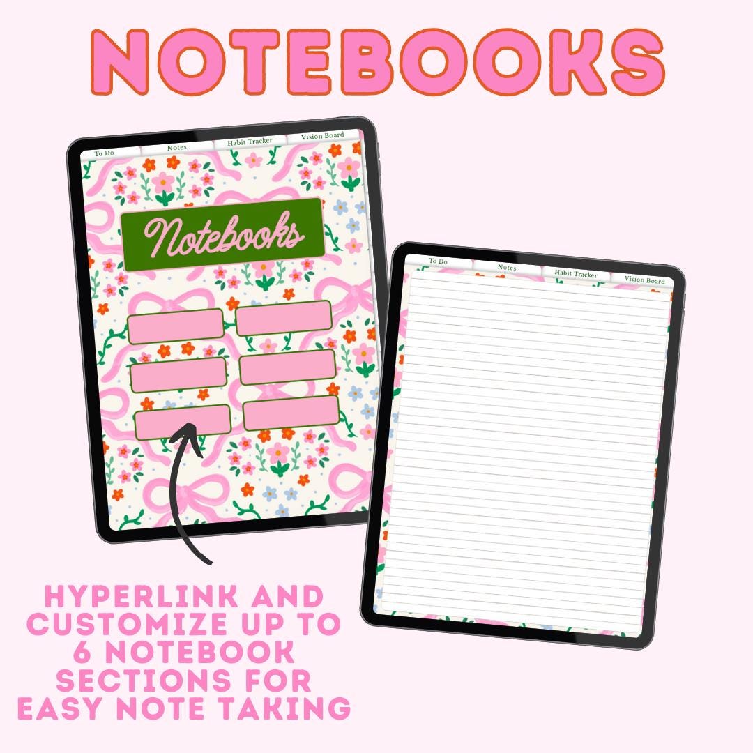 2025-2026 Digital Planner for iPad and GoodNotes, Hyperlinked Coquette Academic Planner, Weekly and Monthly Digital Planner