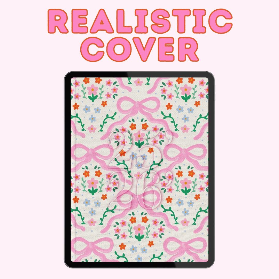 2025-2026 Digital Planner for iPad and GoodNotes, Hyperlinked Coquette Academic Planner, Weekly and Monthly Digital Planner