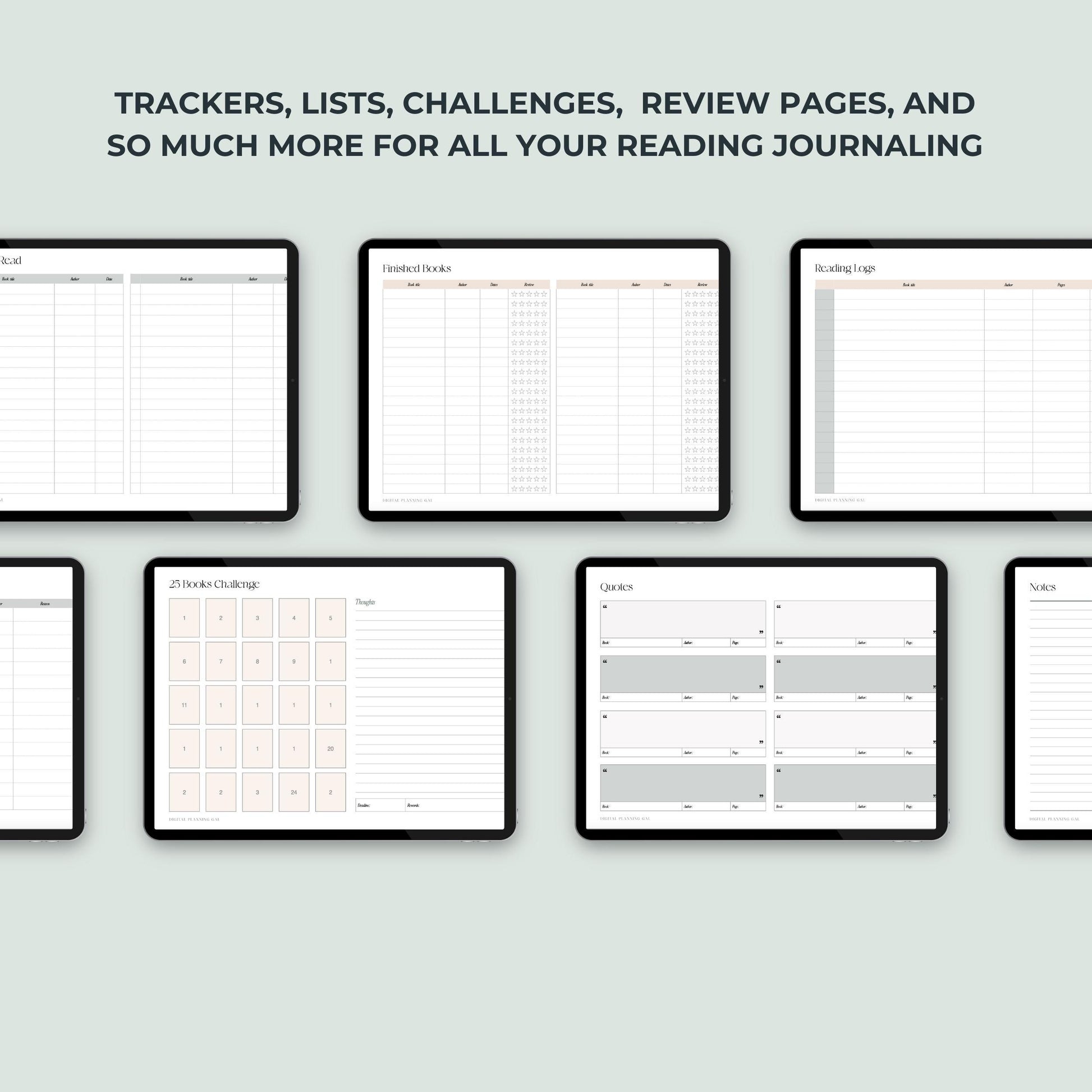 Minimal Cozy Digital Reading Journal, Goodnotes Digital Reading Journal, Hyperlinked Reading Journal, Reading Planner