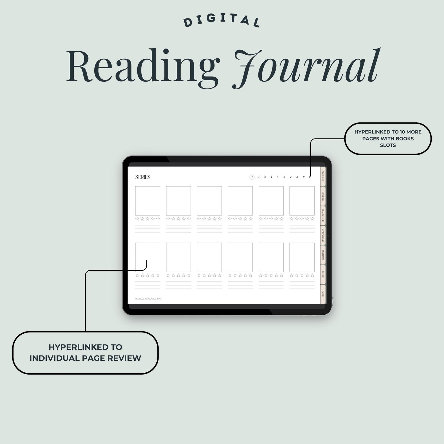 Minimal Cozy Digital Reading Journal, Goodnotes Digital Reading Journal, Hyperlinked Reading Journal, Reading Planner