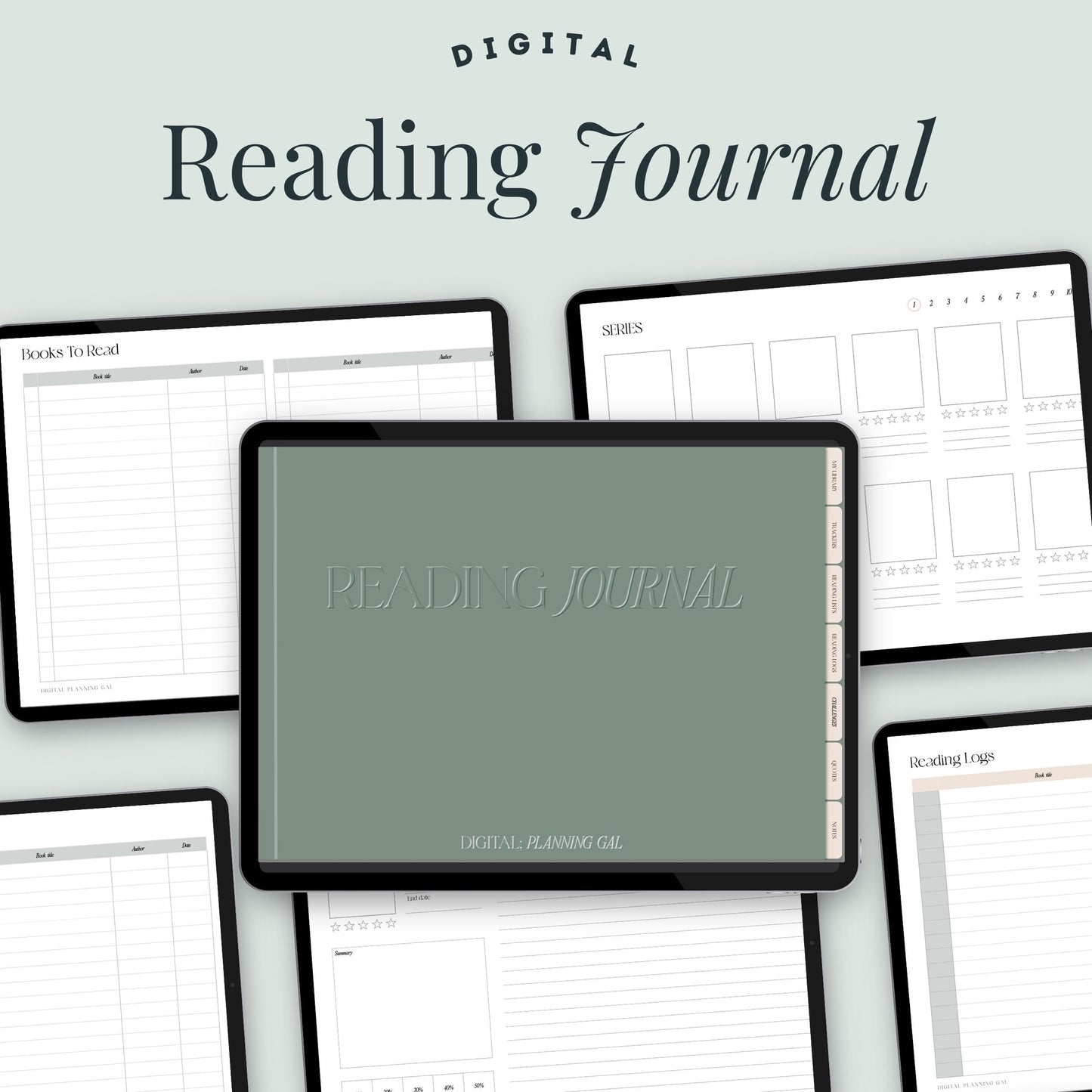 Minimal Cozy Digital Reading Journal, Goodnotes Digital Reading Journal, Hyperlinked Reading Journal, Reading Planner