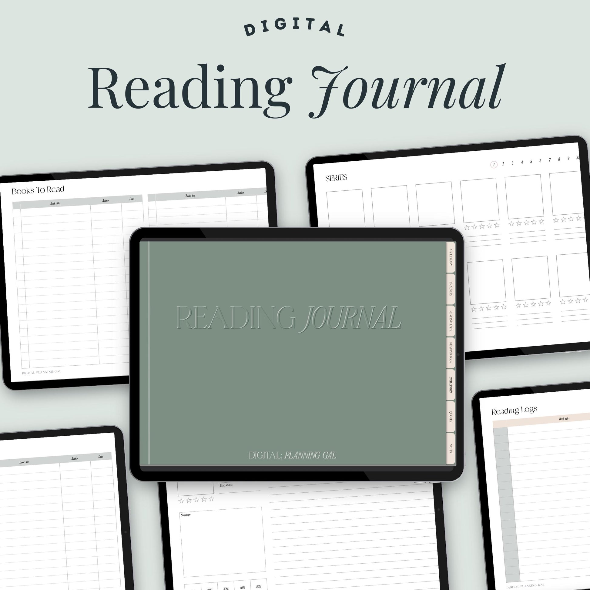 Minimal Cozy Digital Reading Journal, Goodnotes Digital Reading Journal, Hyperlinked Reading Journal, Reading Planner