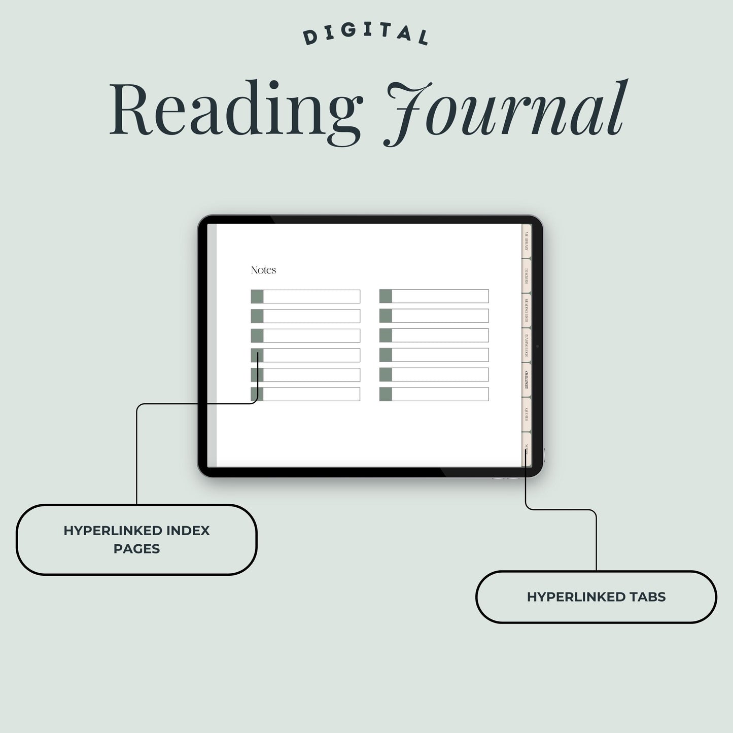 Minimal Cozy Digital Reading Journal, Goodnotes Digital Reading Journal, Hyperlinked Reading Journal, Reading Planner