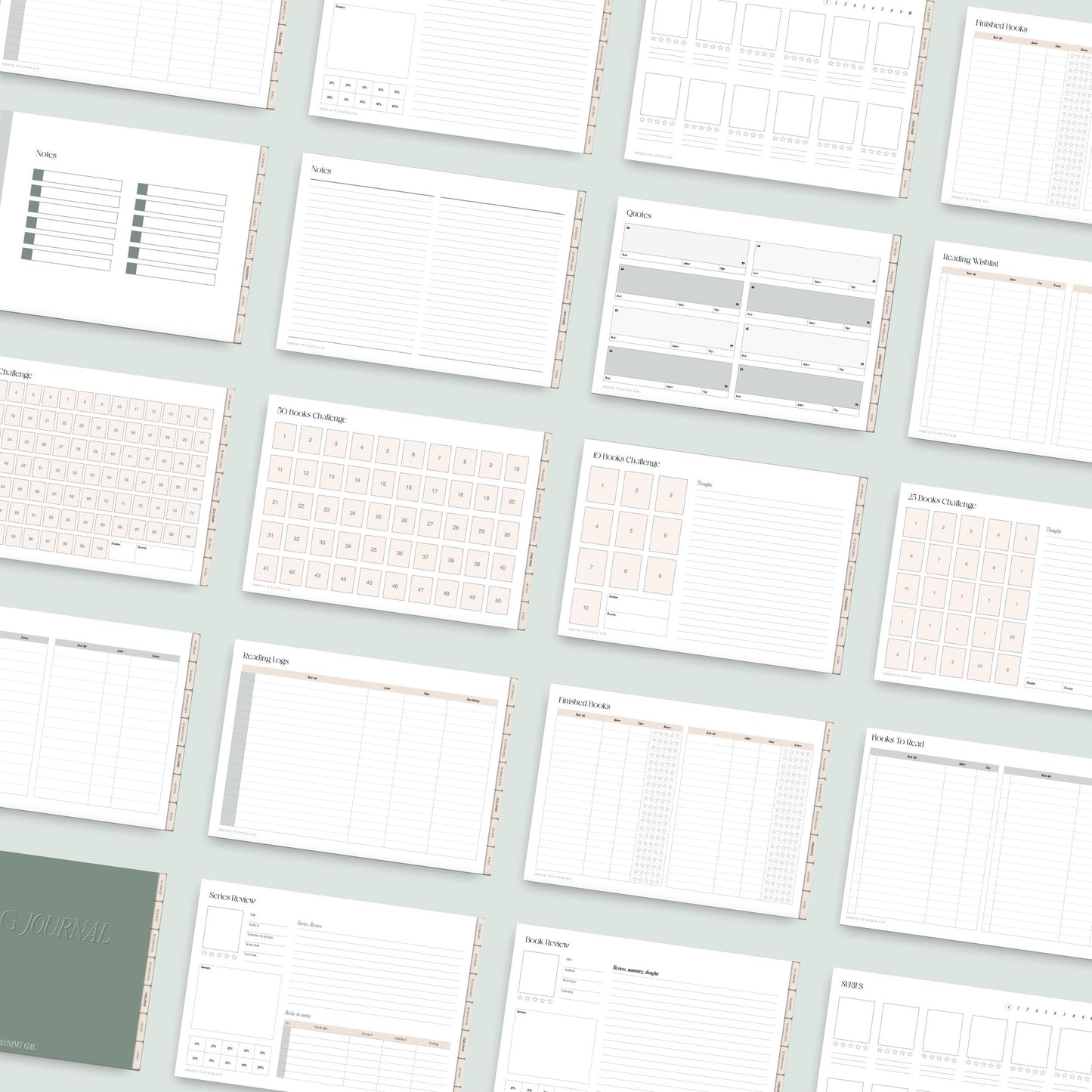 Minimal Cozy Digital Reading Journal, Goodnotes Digital Reading Journal, Hyperlinked Reading Journal, Reading Planner