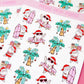 Beach Christmas Doodle Stickers, Surfing Santa Stickers, Christmas Planner Stickers, Christmas Decorative Stickers