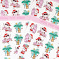 Beach Christmas Doodle Stickers, Surfing Santa Stickers, Christmas Planner Stickers, Christmas Decorative Stickers
