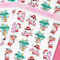 Beach Christmas Doodle Stickers, Surfing Santa Stickers, Christmas Planner Stickers, Christmas Decorative Stickers
