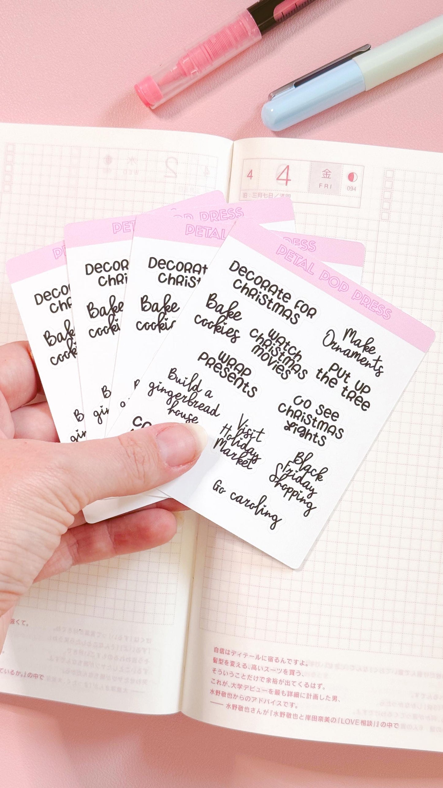 Christmas Script Stickers for Planners, Planner Script Stickers, Script Christmas Bucketlist Stickers