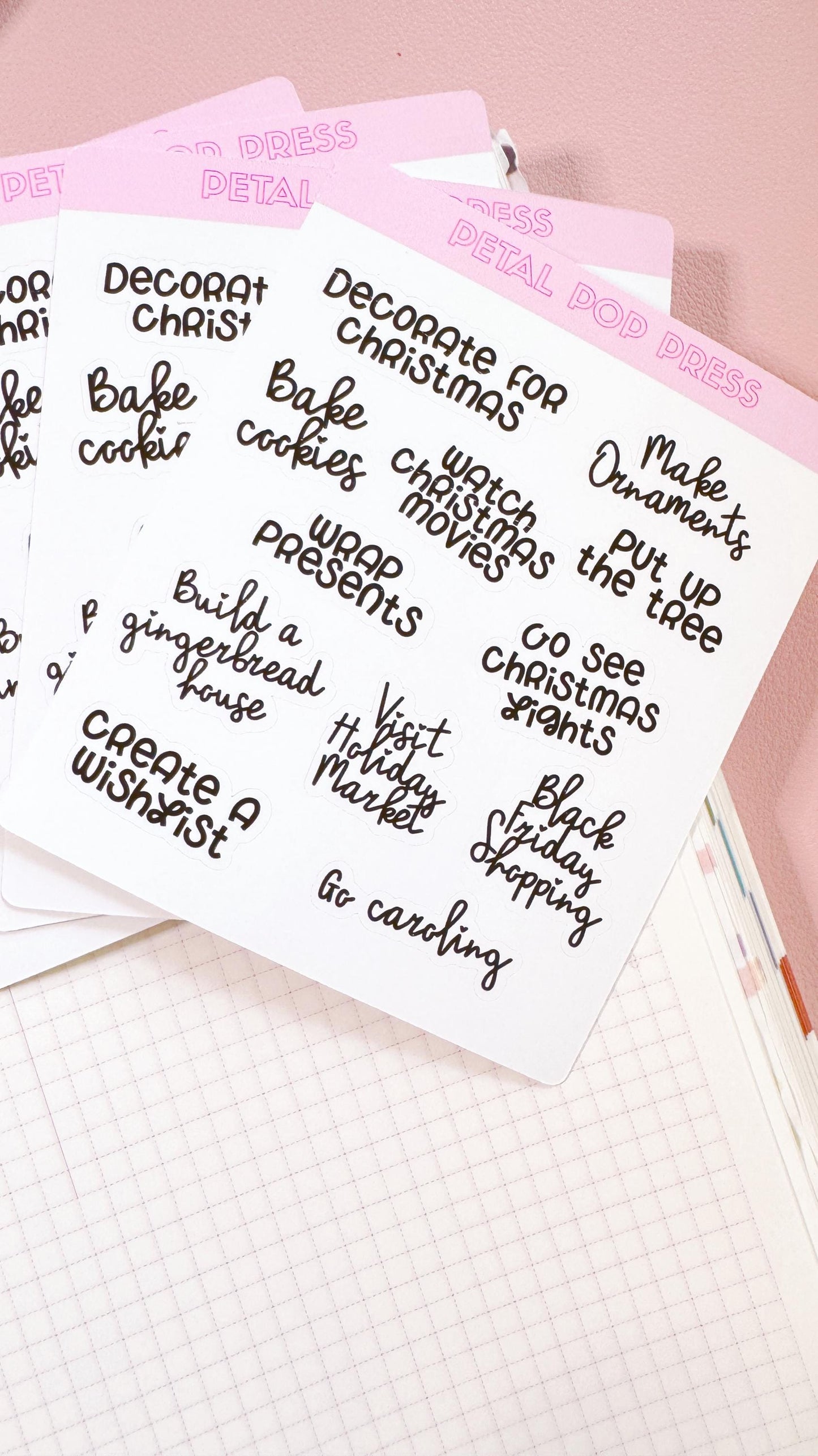 Christmas Script Stickers for Planners, Planner Script Stickers, Script Christmas Bucketlist Stickers