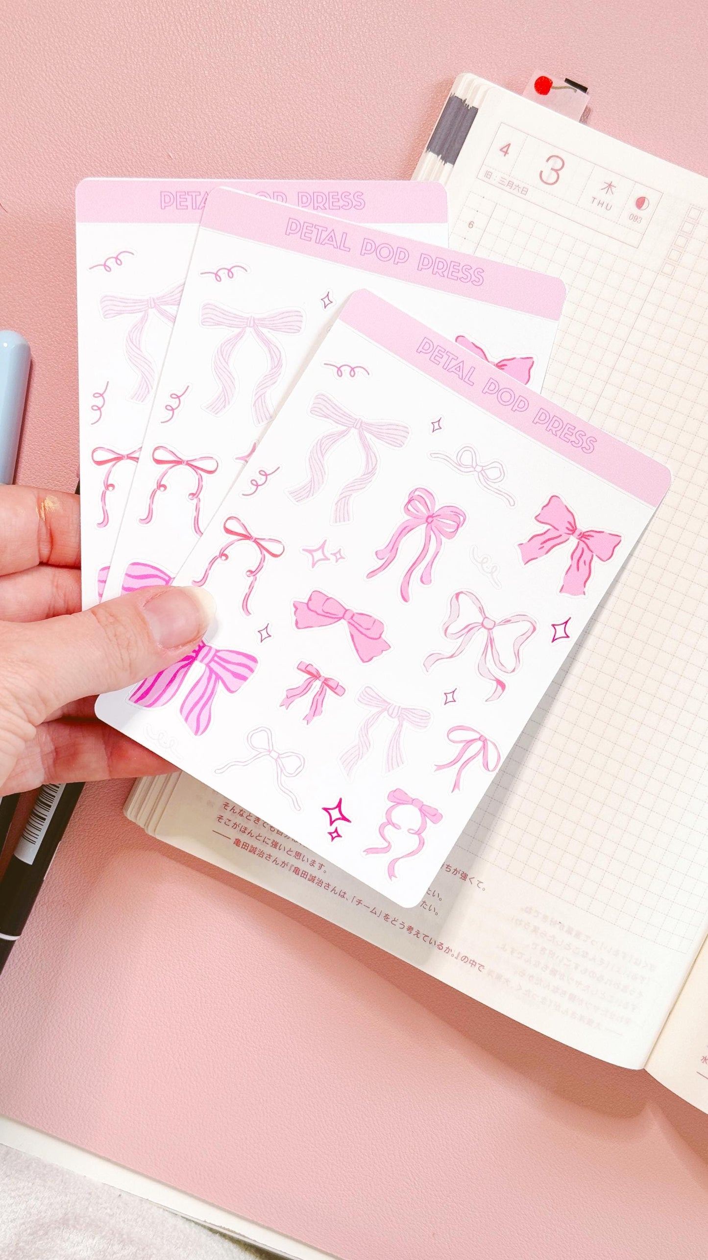 Coquette Pink Bows Sticker Sheet, Decorative Junk Journal Bows Sticker Sheet, Bows Decorative Stickers for Planners