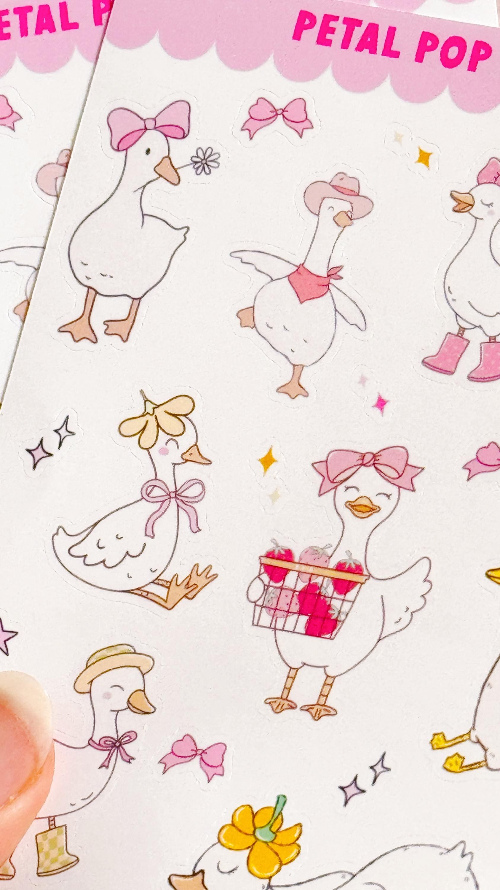 Cute Geese Decorative Sticker Sheet, Goose Junk Journaling Stixkers, Decorative Planner Stickers, Journalinf Stickers