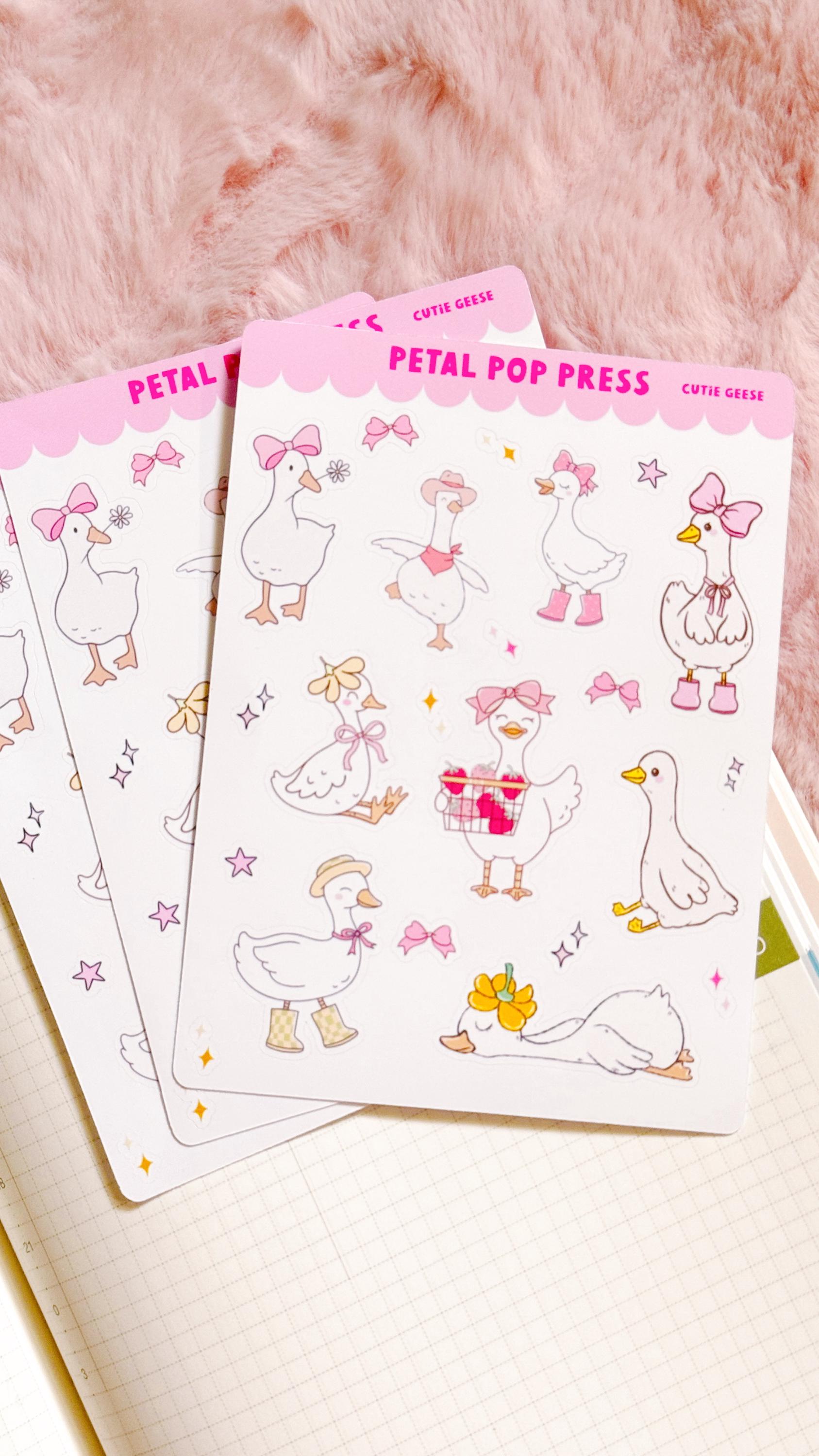 Cute Geese Decorative Sticker Sheet, Goose Junk Journaling Stixkers, Decorative Planner Stickers, Journalinf Stickers