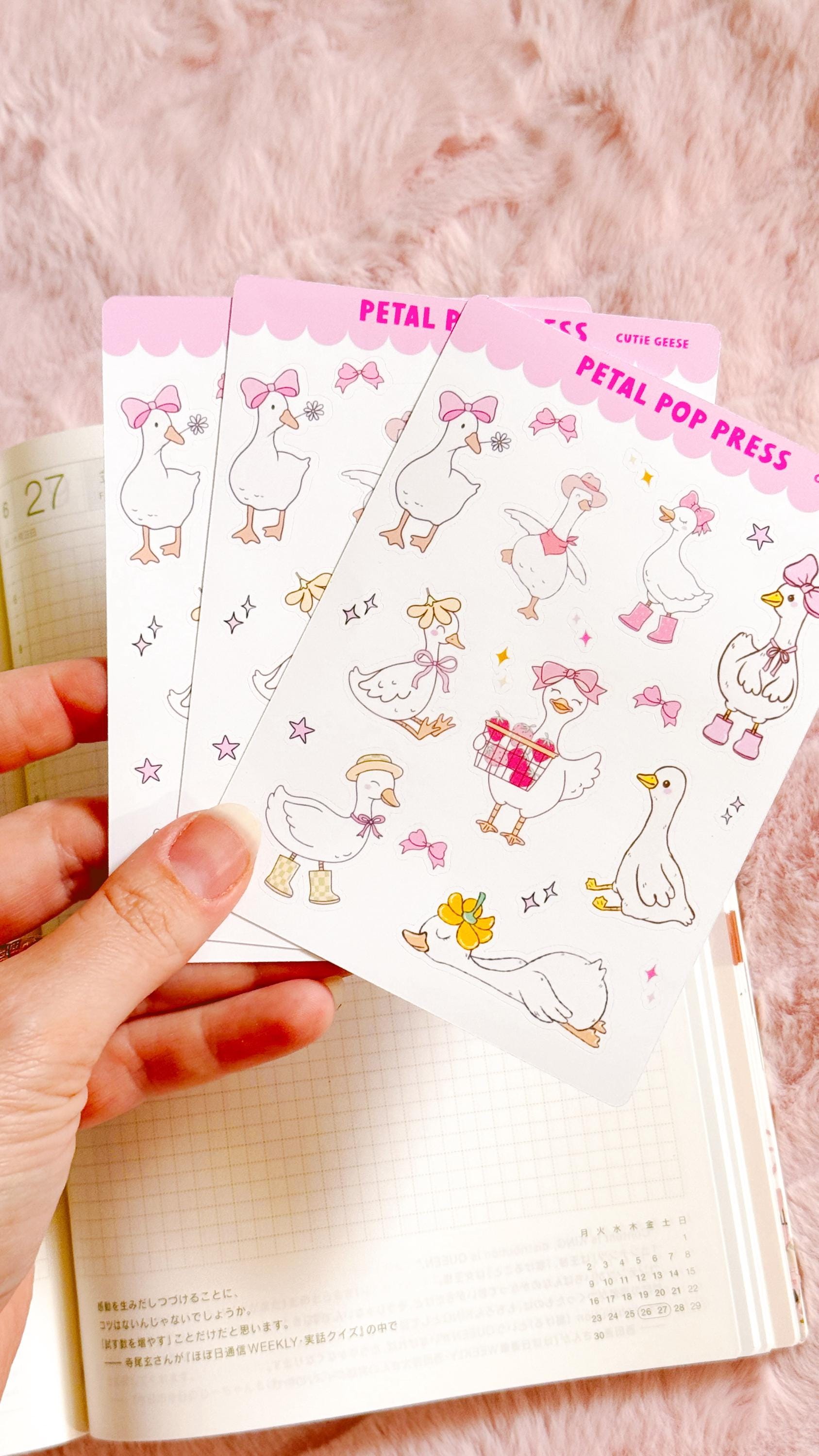 Cute Geese Decorative Sticker Sheet, Goose Junk Journaling Stixkers, Decorative Planner Stickers, Journalinf Stickers