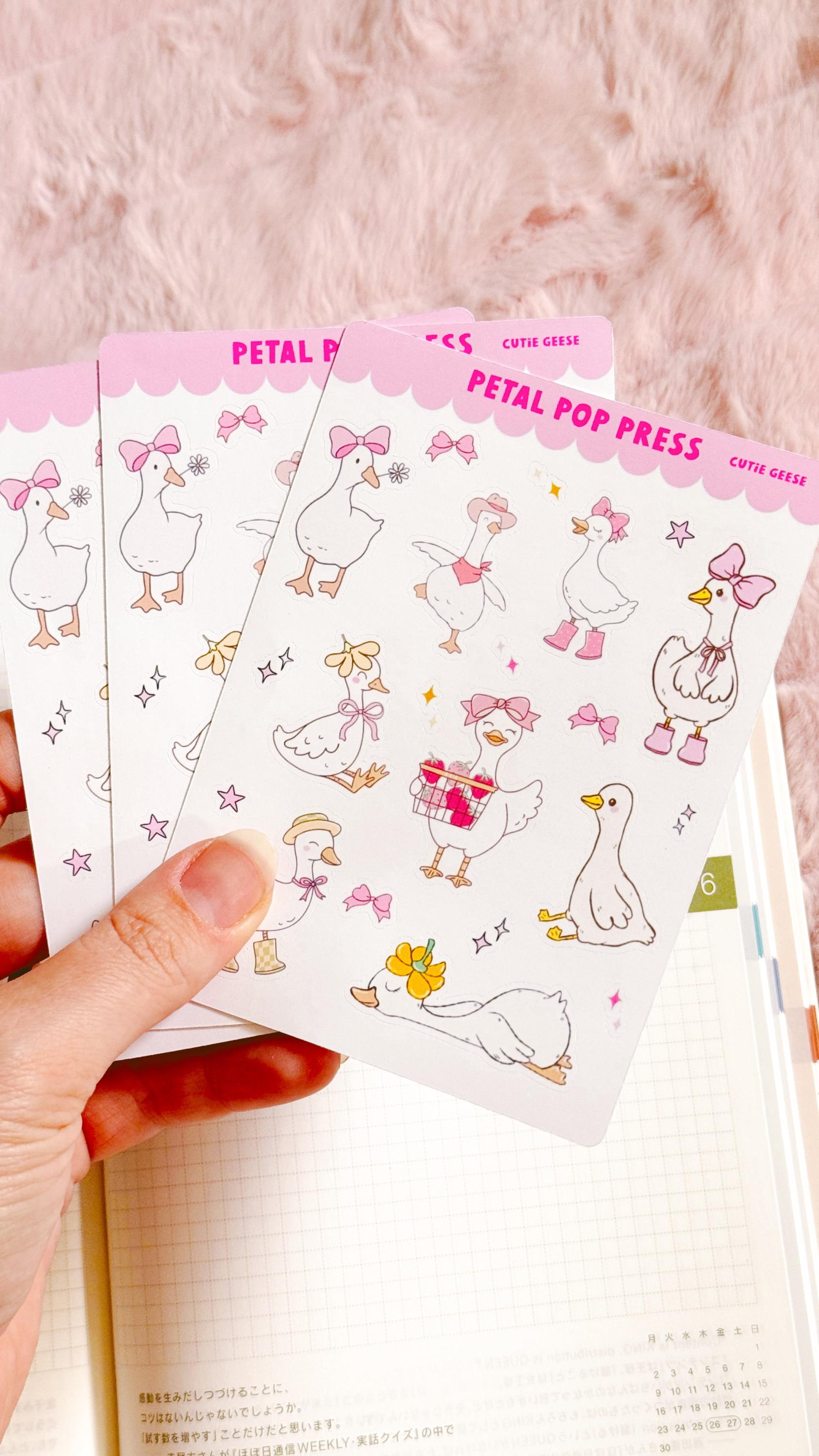 Cute Geese Decorative Sticker Sheet, Goose Junk Journaling Stixkers, Decorative Planner Stickers, Journalinf Stickers
