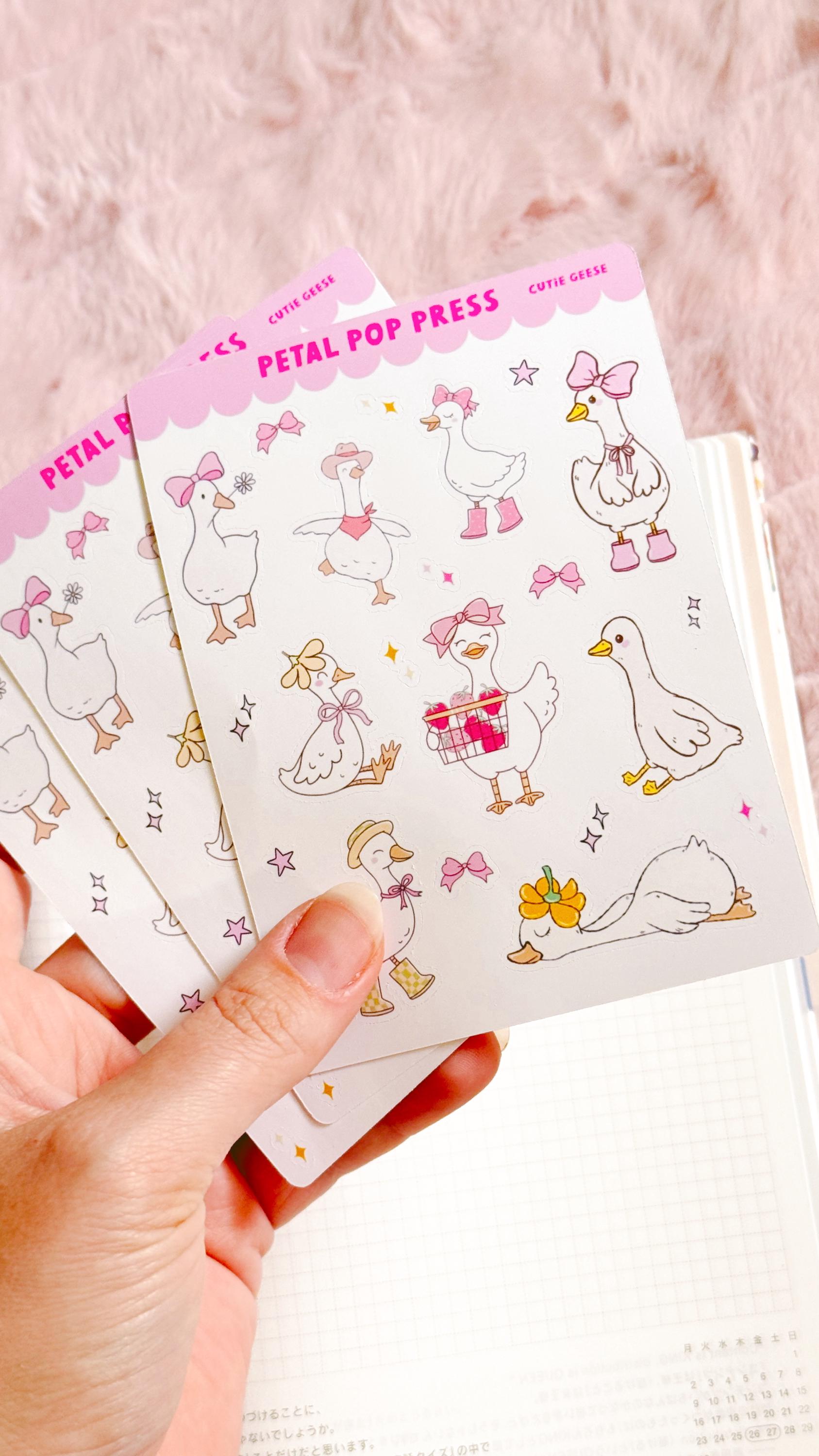 Cute Geese Decorative Sticker Sheet, Goose Junk Journaling Stixkers, Decorative Planner Stickers, Journalinf Stickers
