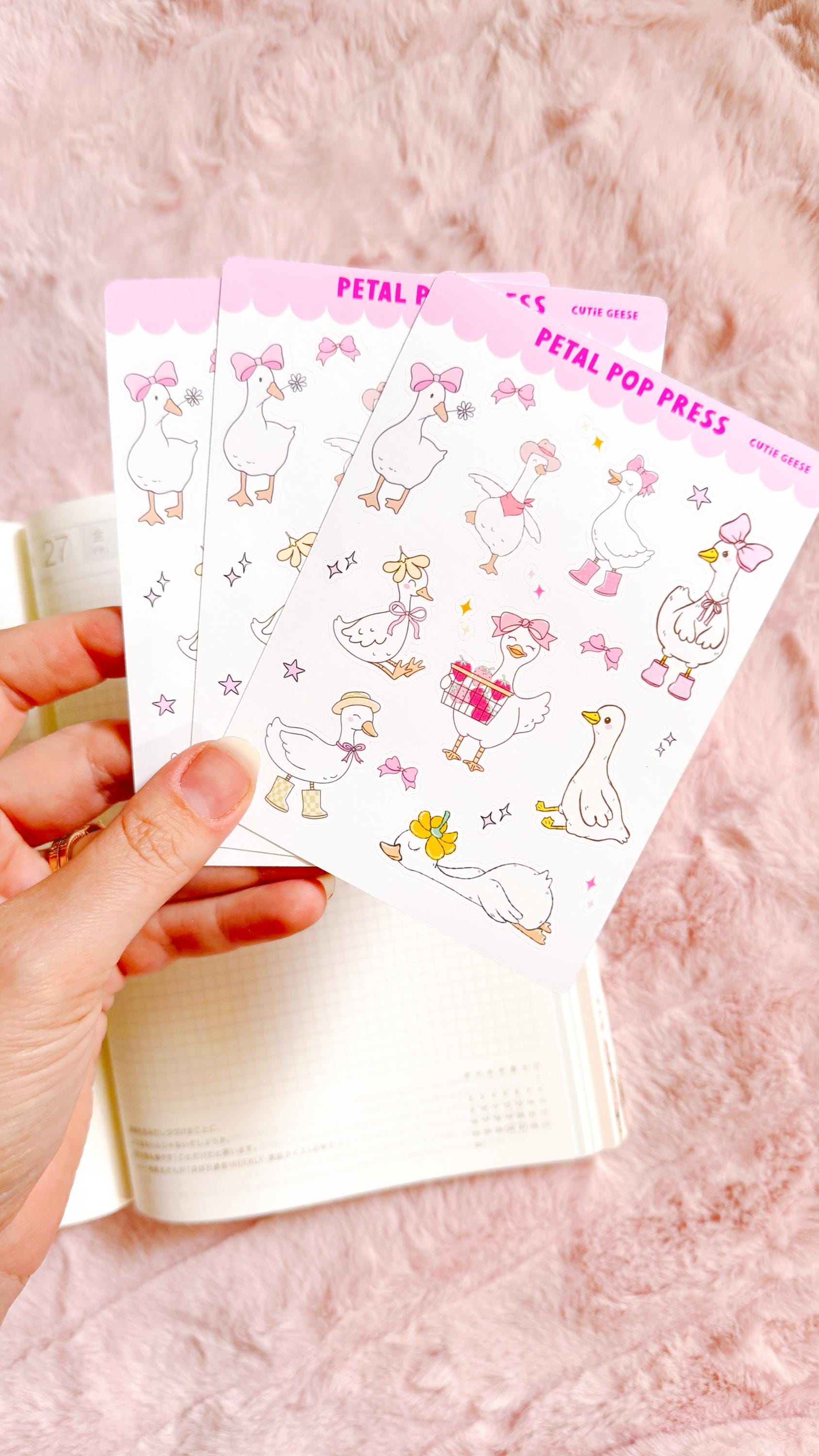 Cute Geese Decorative Sticker Sheet, Goose Junk Journaling Stixkers, Decorative Planner Stickers, Journalinf Stickers