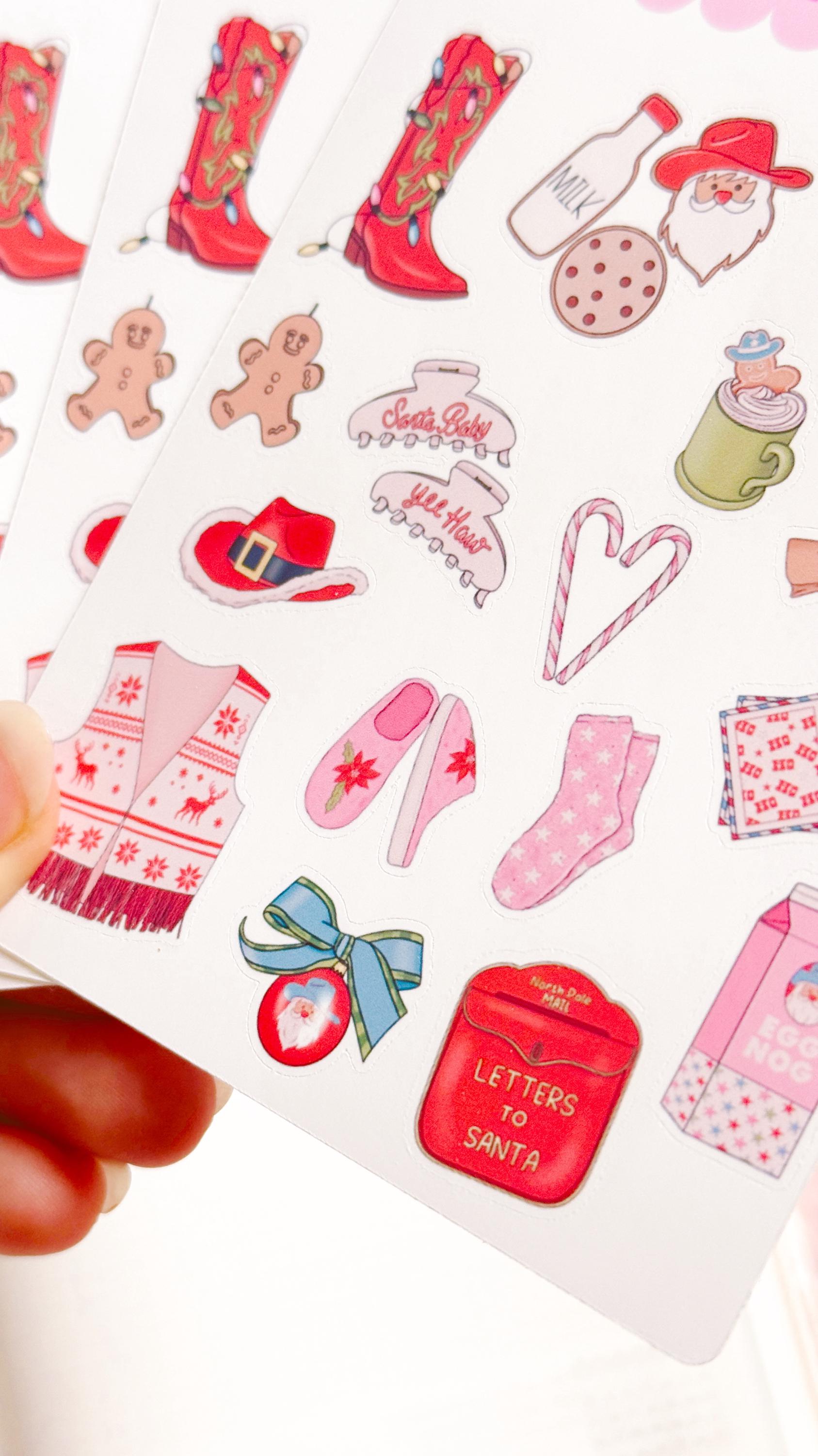 Country Christmas Decorative Sticker Sheet, Christmas Junk Journaling Stickers, Decorative Planner Stickers, Journaling Stickers