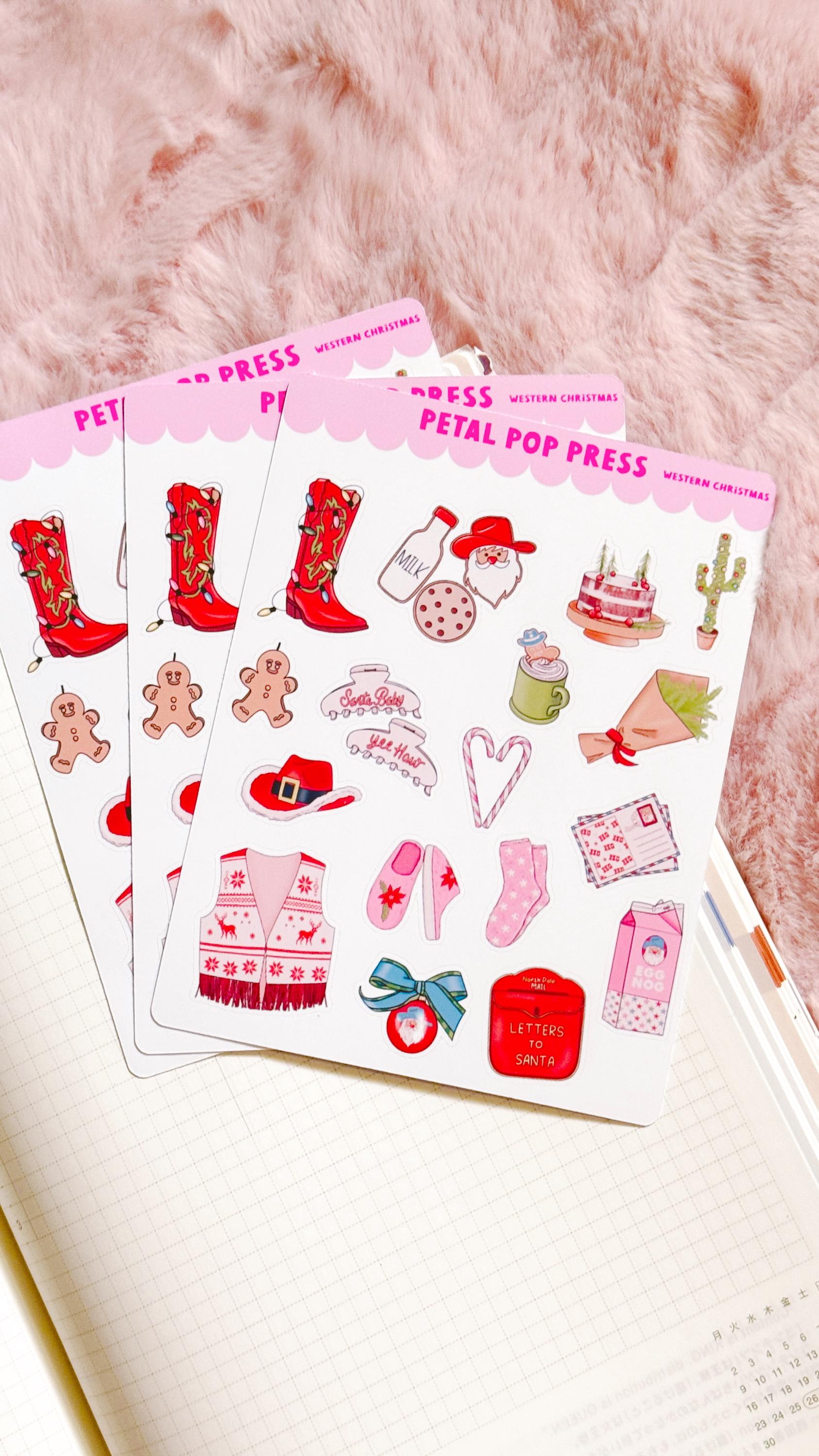 Country Christmas Decorative Sticker Sheet, Christmas Junk Journaling Stickers, Decorative Planner Stickers, Journaling Stickers