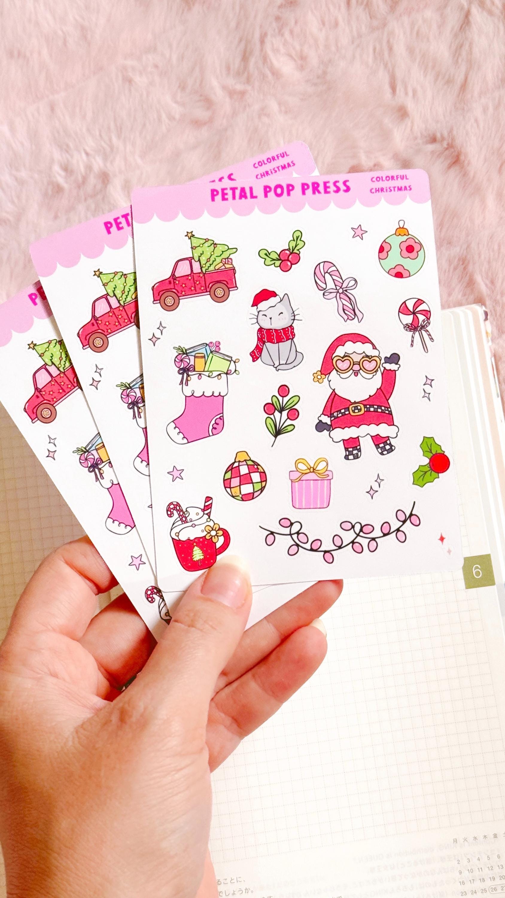 Doodle Christmas Decorative Sticker Sheet, Christmas Junk Journaling Stickers, Decorative Planner Stickers, Holiday Journaling Stickers