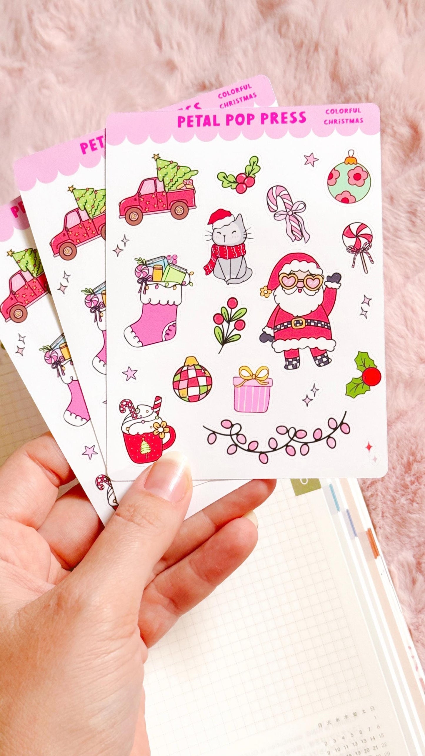 Doodle Christmas Decorative Sticker Sheet, Christmas Junk Journaling Stickers, Decorative Planner Stickers, Holiday Journaling Stickers