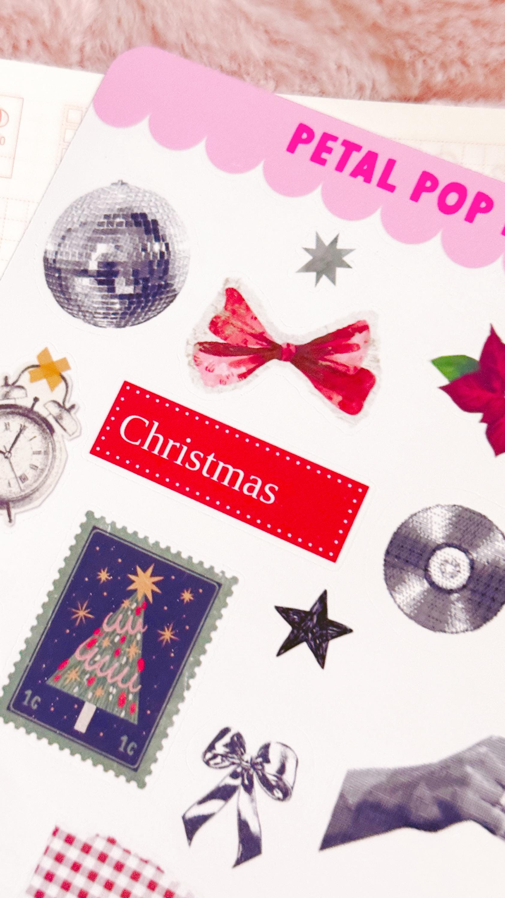 Christmas Collage Stickers: Junk Journal Ephemera, Planner Stickers