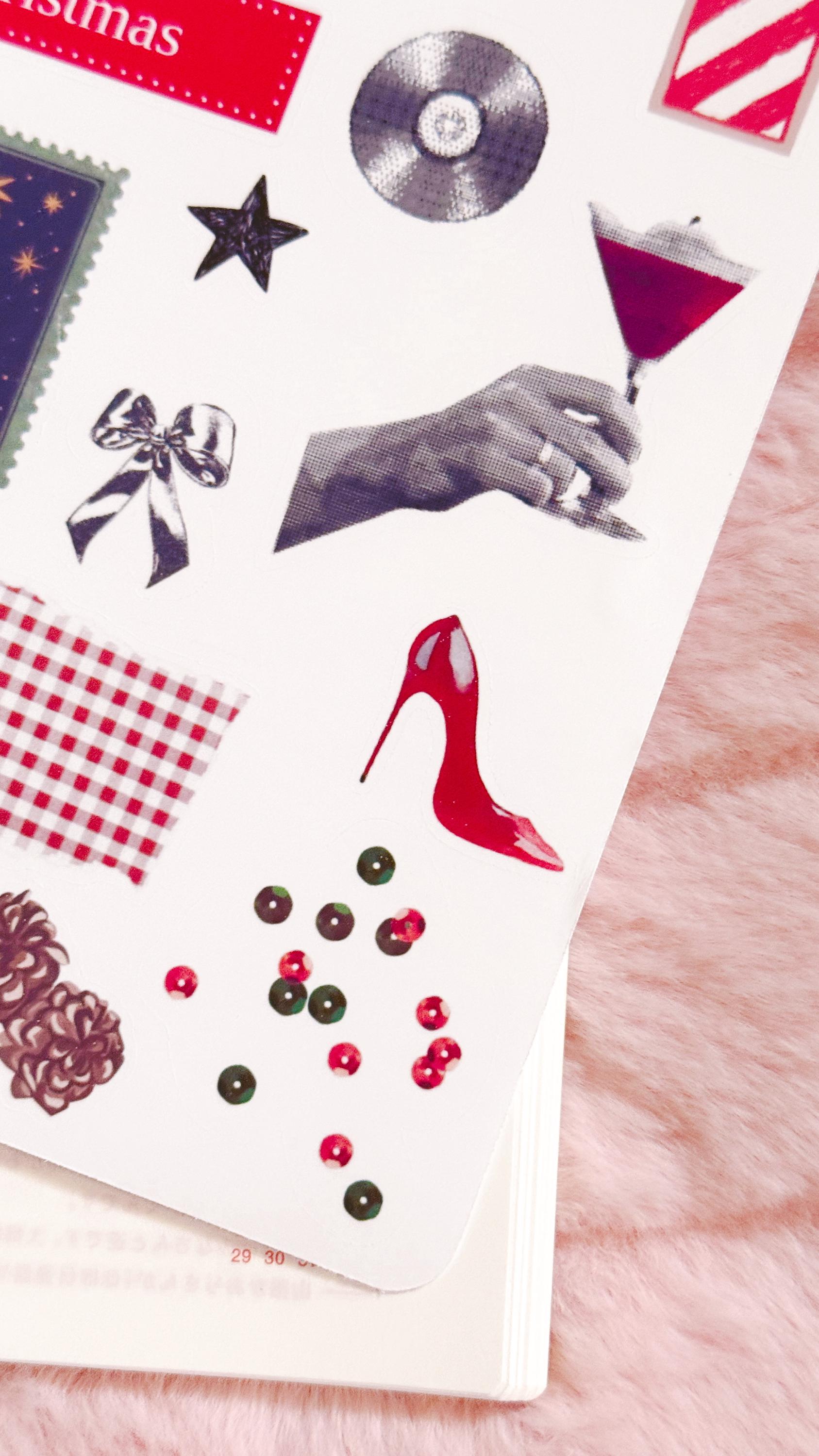 Christmas Collage Stickers: Junk Journal Ephemera, Planner Stickers