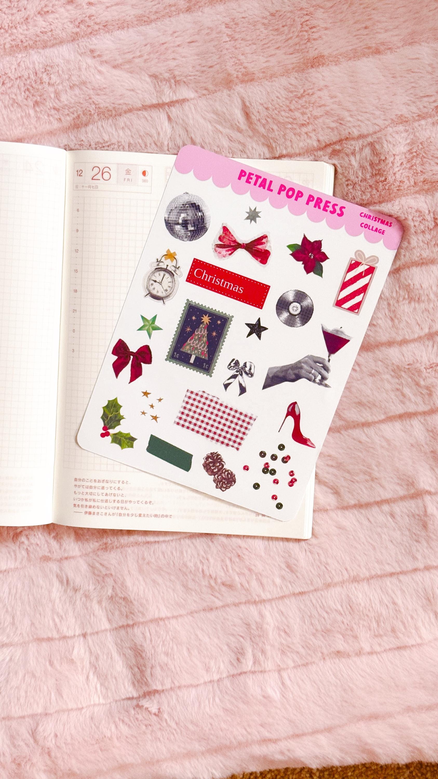 Christmas Collage Stickers: Junk Journal Ephemera, Planner Stickers