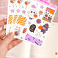 Kawaii Halloween Stickers for Planning or Junk Journaling, Kawaii Planner Stickers, Halloween Planner Stickers, Doodle Stickers