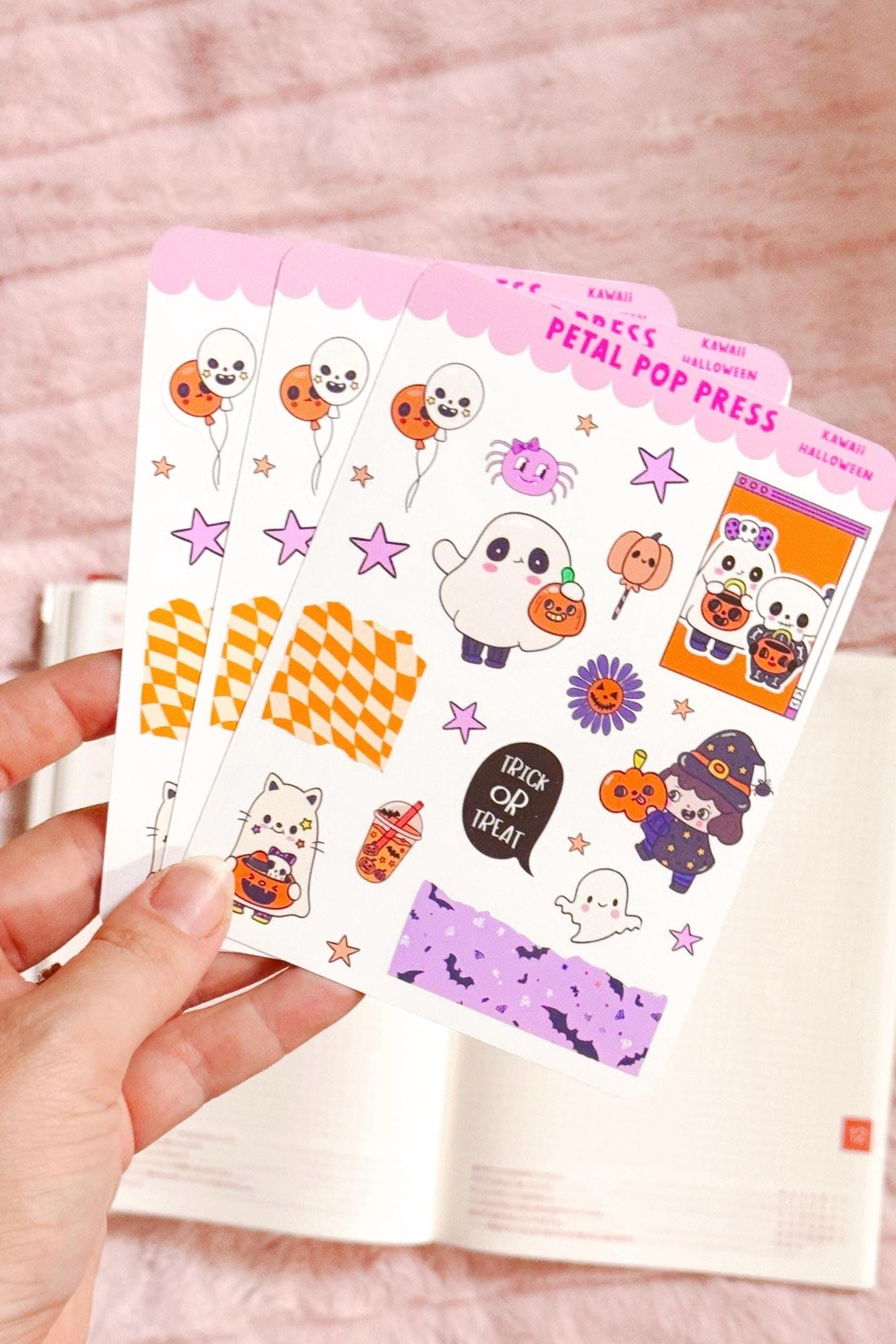 Kawaii Halloween Stickers for Planning or Junk Journaling, Kawaii Planner Stickers, Halloween Planner Stickers, Doodle Stickers