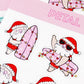 Beach Christmas Doodle Stickers, Surfing Santa Stickers, Christmas Planner Stickers, Christmas Decorative Stickers