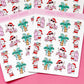 Beach Christmas Doodle Stickers, Surfing Santa Stickers, Christmas Planner Stickers, Christmas Decorative Stickers