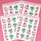 Beach Christmas Doodle Stickers, Surfing Santa Stickers, Christmas Planner Stickers, Christmas Decorative Stickers