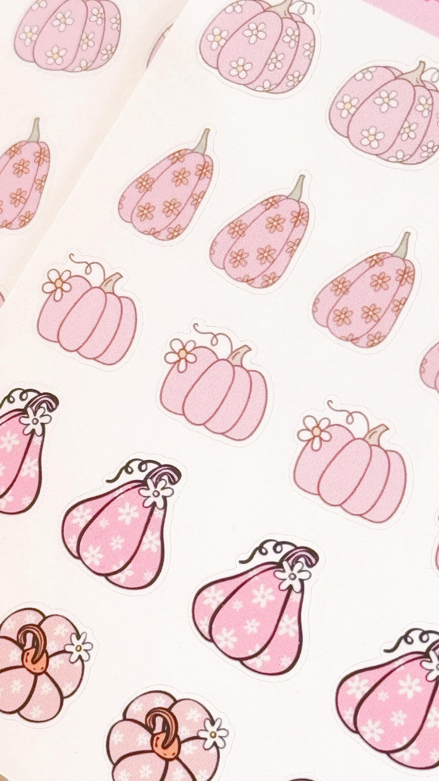 Pink Retro Pumpkins Fall Stickers, Pink Fall Deco Stickers for Planners or Junk Journals, Pumpkin Sticker Sheet, Retro Fall Stickers