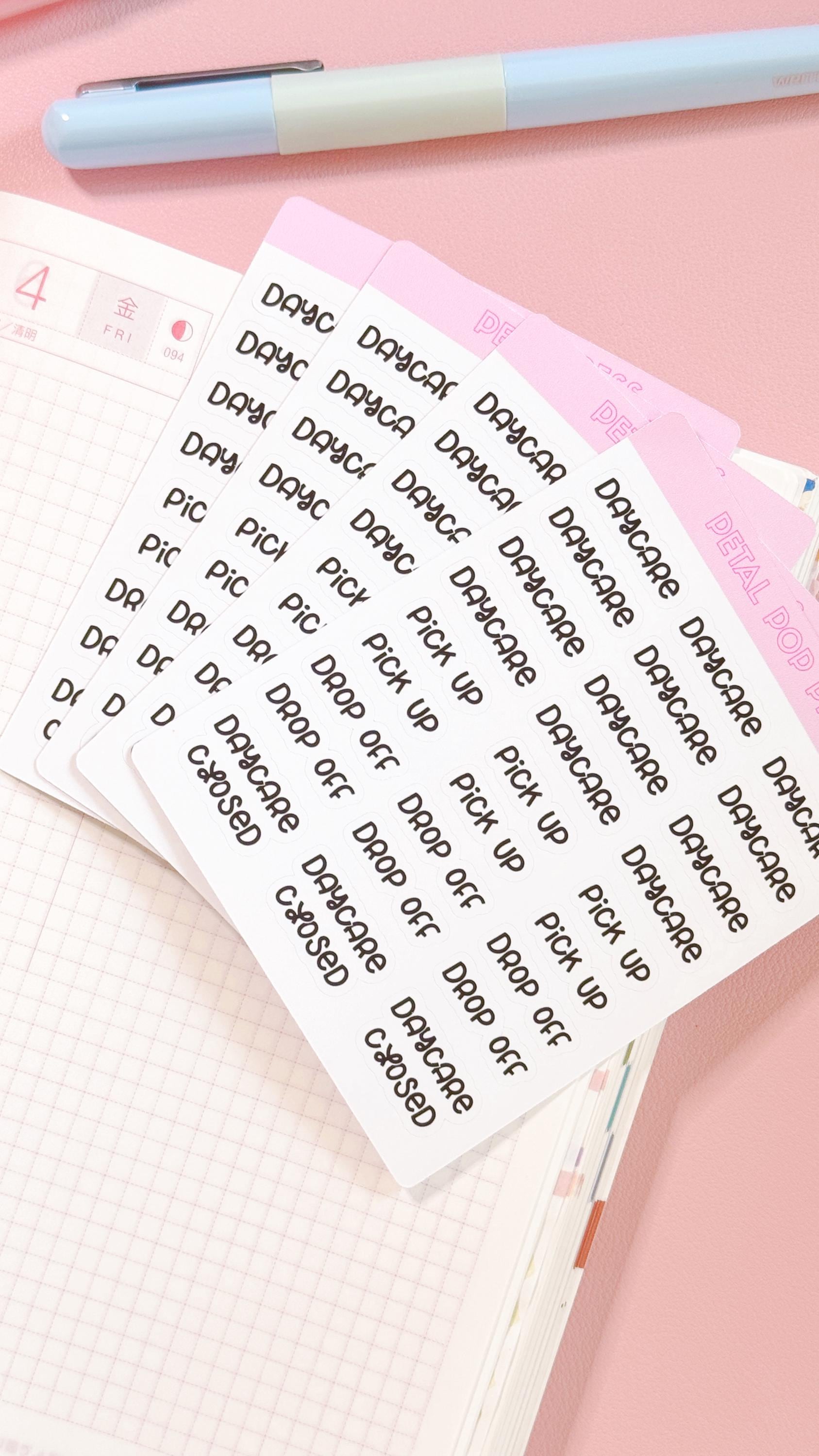 Daycare Script Stickers for Planners, Planner Script Stickers, Script Daycare Stickers, Parenting Planner Stickers, Mom Planner Stickers