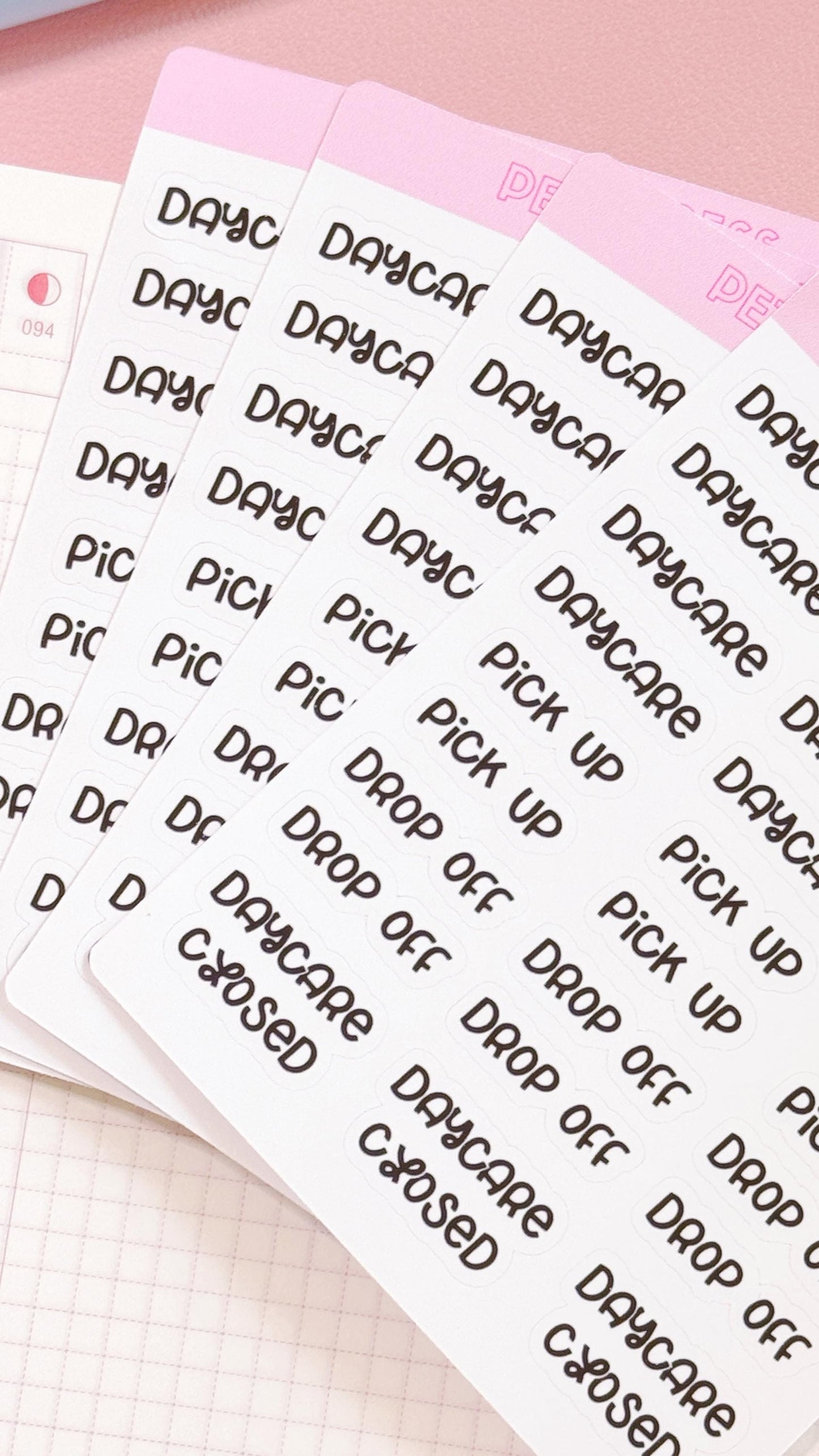 Daycare Script Stickers for Planners, Planner Script Stickers, Script Daycare Stickers, Parenting Planner Stickers, Mom Planner Stickers