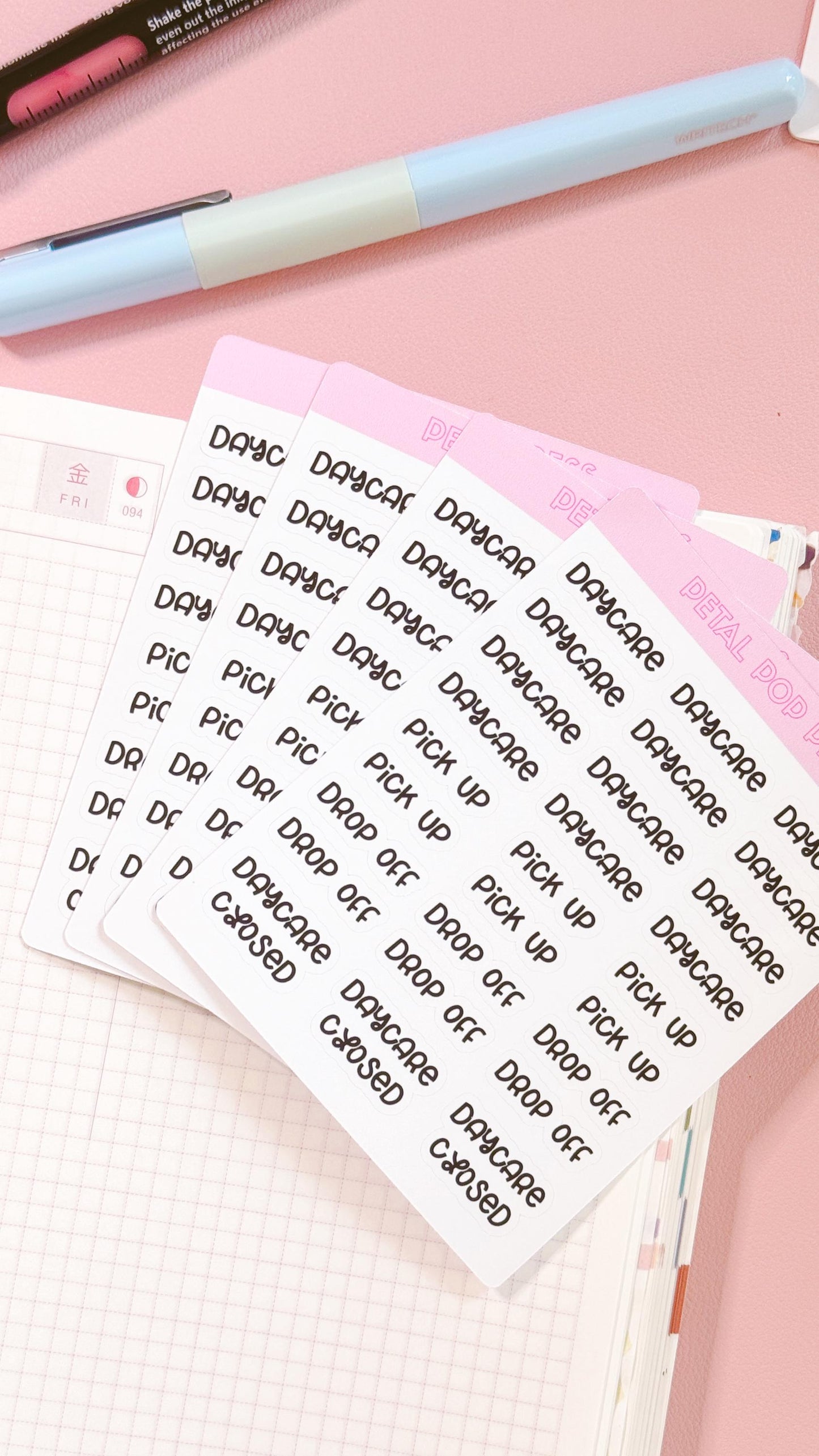 Daycare Script Stickers for Planners, Planner Script Stickers, Script Daycare Stickers, Parenting Planner Stickers, Mom Planner Stickers