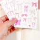 Coquette Pink Bows Sticker Sheet, Decorative Junk Journal Bows Sticker Sheet, Bows Decorative Stickers for Planners